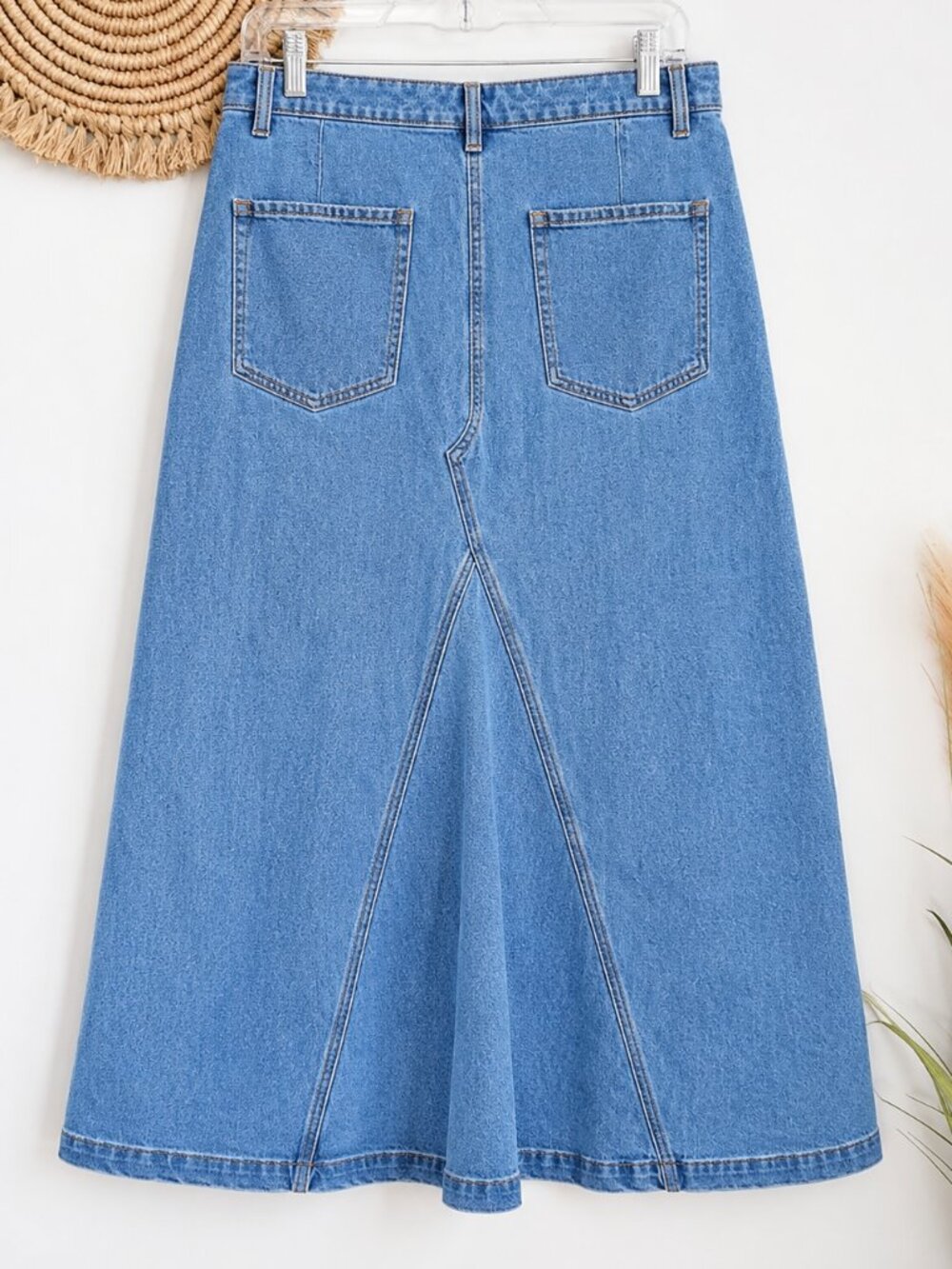 Banana Republic NEW Center Split Classic Denim Maxi Jean Skirt SZ 8 Western Chic - Picture 3 of 11